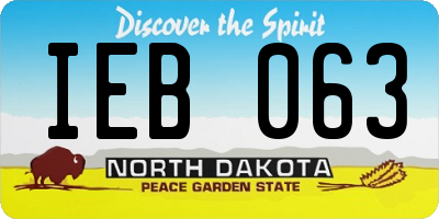 ND license plate IEB063