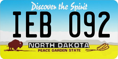 ND license plate IEB092