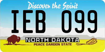ND license plate IEB099