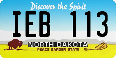 ND license plate IEB113