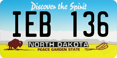 ND license plate IEB136
