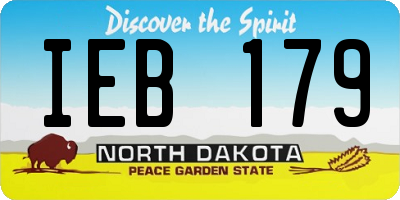 ND license plate IEB179