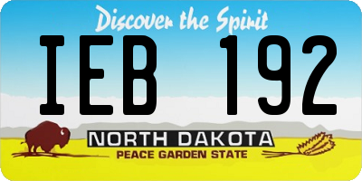 ND license plate IEB192