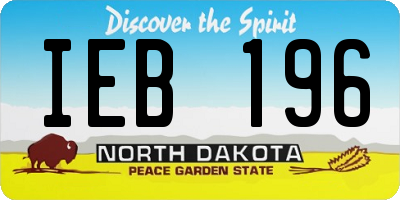 ND license plate IEB196