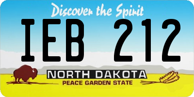 ND license plate IEB212