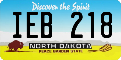 ND license plate IEB218