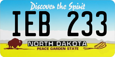ND license plate IEB233