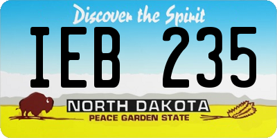 ND license plate IEB235