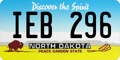 ND license plate IEB296