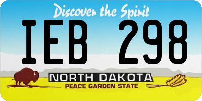 ND license plate IEB298