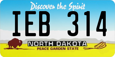 ND license plate IEB314