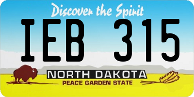 ND license plate IEB315