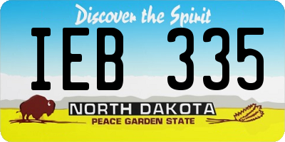 ND license plate IEB335