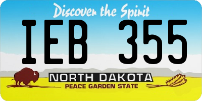 ND license plate IEB355