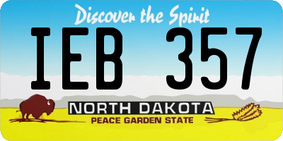 ND license plate IEB357