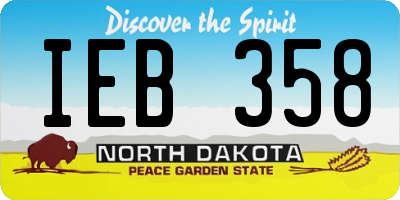 ND license plate IEB358
