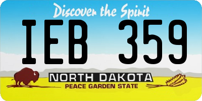 ND license plate IEB359