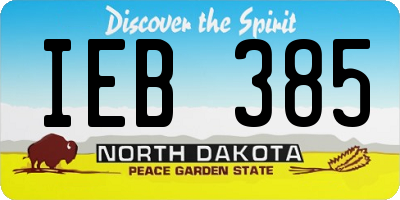 ND license plate IEB385