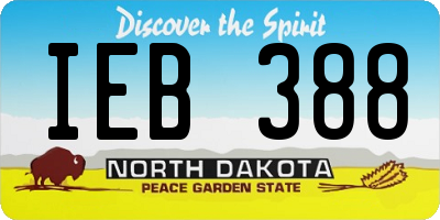 ND license plate IEB388