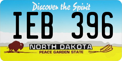 ND license plate IEB396