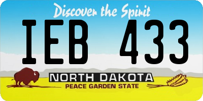 ND license plate IEB433