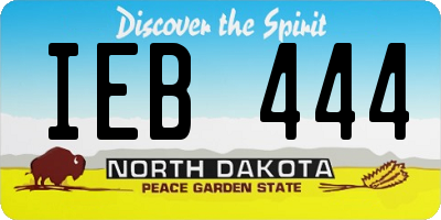 ND license plate IEB444