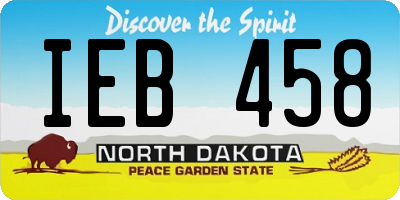 ND license plate IEB458