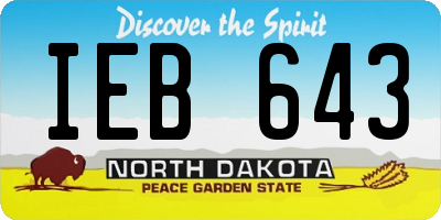 ND license plate IEB643