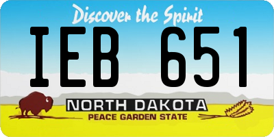 ND license plate IEB651