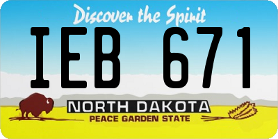 ND license plate IEB671