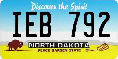 ND license plate IEB792
