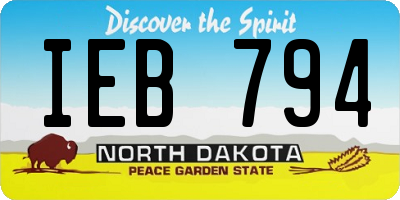 ND license plate IEB794