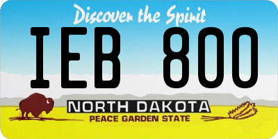 ND license plate IEB800