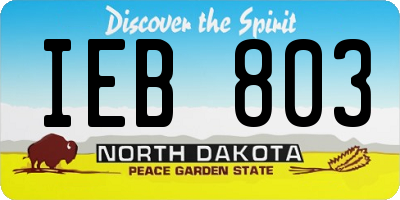 ND license plate IEB803