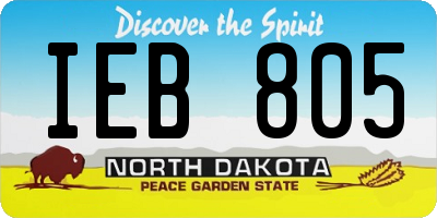 ND license plate IEB805