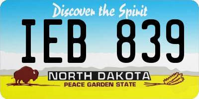 ND license plate IEB839