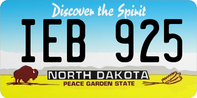 ND license plate IEB925