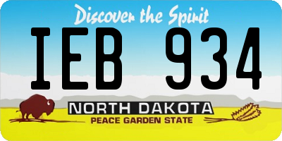 ND license plate IEB934