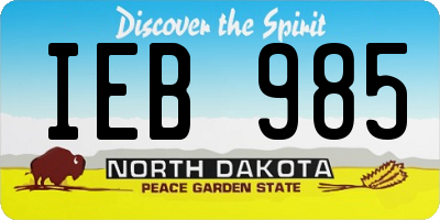 ND license plate IEB985