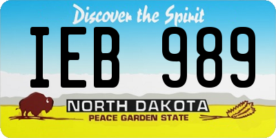 ND license plate IEB989