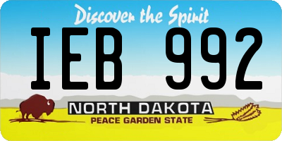 ND license plate IEB992