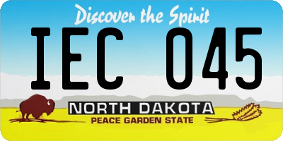 ND license plate IEC045