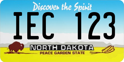 ND license plate IEC123
