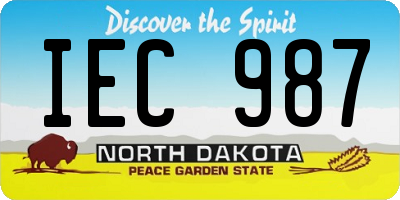 ND license plate IEC987