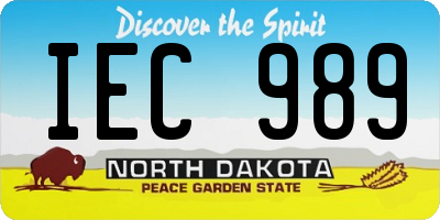 ND license plate IEC989