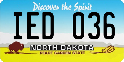 ND license plate IED036