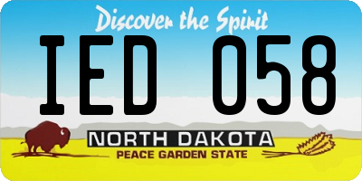 ND license plate IED058