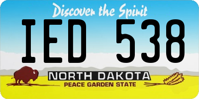 ND license plate IED538