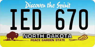 ND license plate IED670