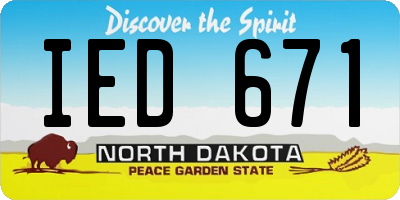 ND license plate IED671